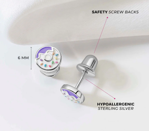 ENAMEL SILVER DOUGHNUT EARRINGS