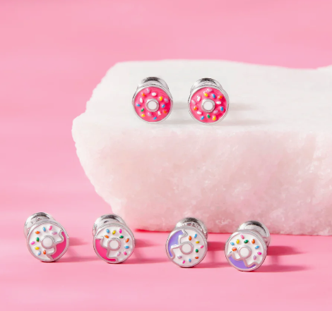 ENAMEL SILVER DOUGHNUT EARRINGS