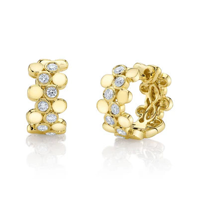 Diamond Bezel Huggie Earrings | 14K Yellow Gold | 0.30 ctw | Hinged Hoop Earrings - Brownee Jewelers