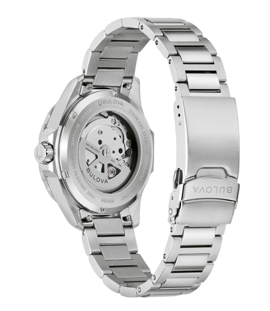 Bulova Marine Star Automatic Stainless Steel Watch with 41 millimeter Blue Dial, Blue and Black Bezel, and Luminous Hands and Markers