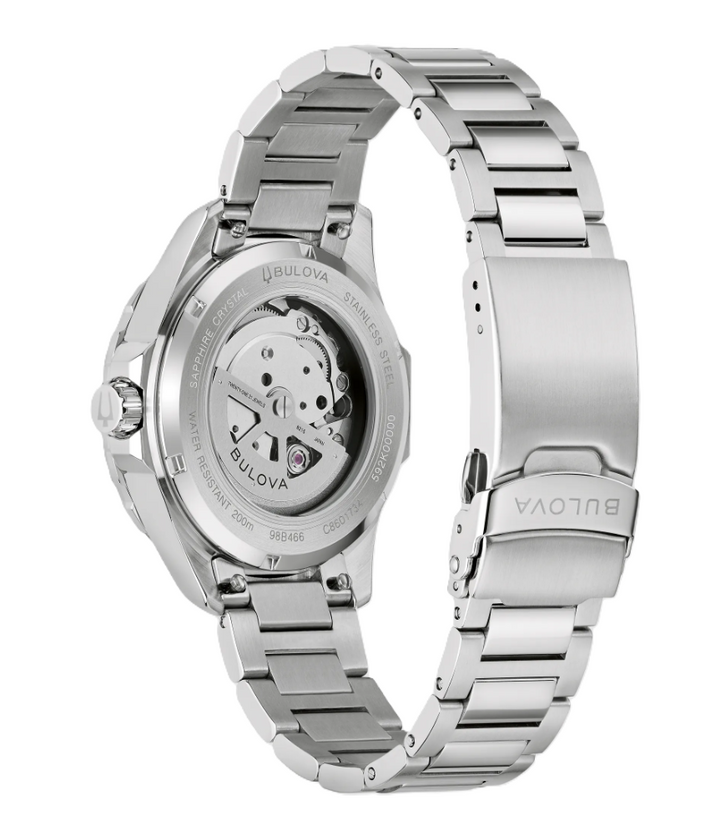Bulova | Marine Star Automatic | Stainless Steel | 41mm Blue Dial & Blue/Black Bezel | 200M | 98B466 - Brownee Jewelers