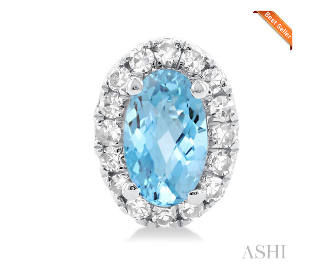 Oval Shape Gemstone & Halo Diamond Earrings