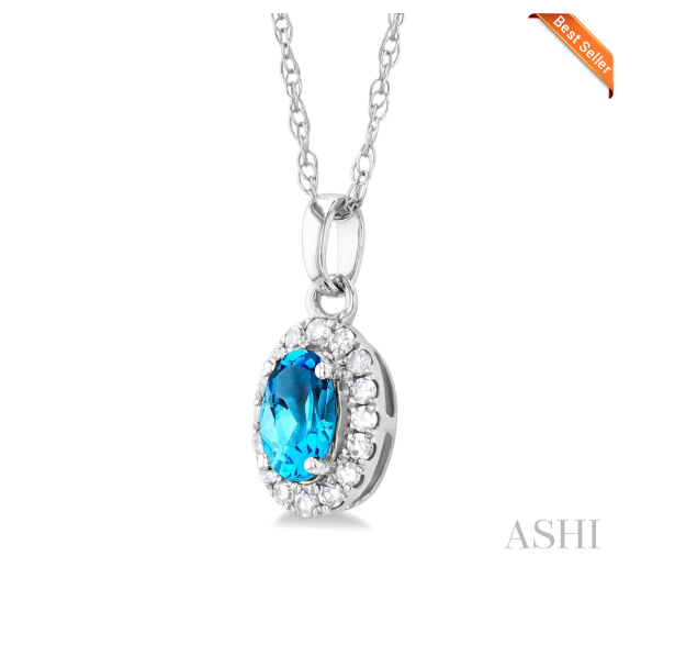 Oval Shape Gemstone & Halo Diamond Pendant