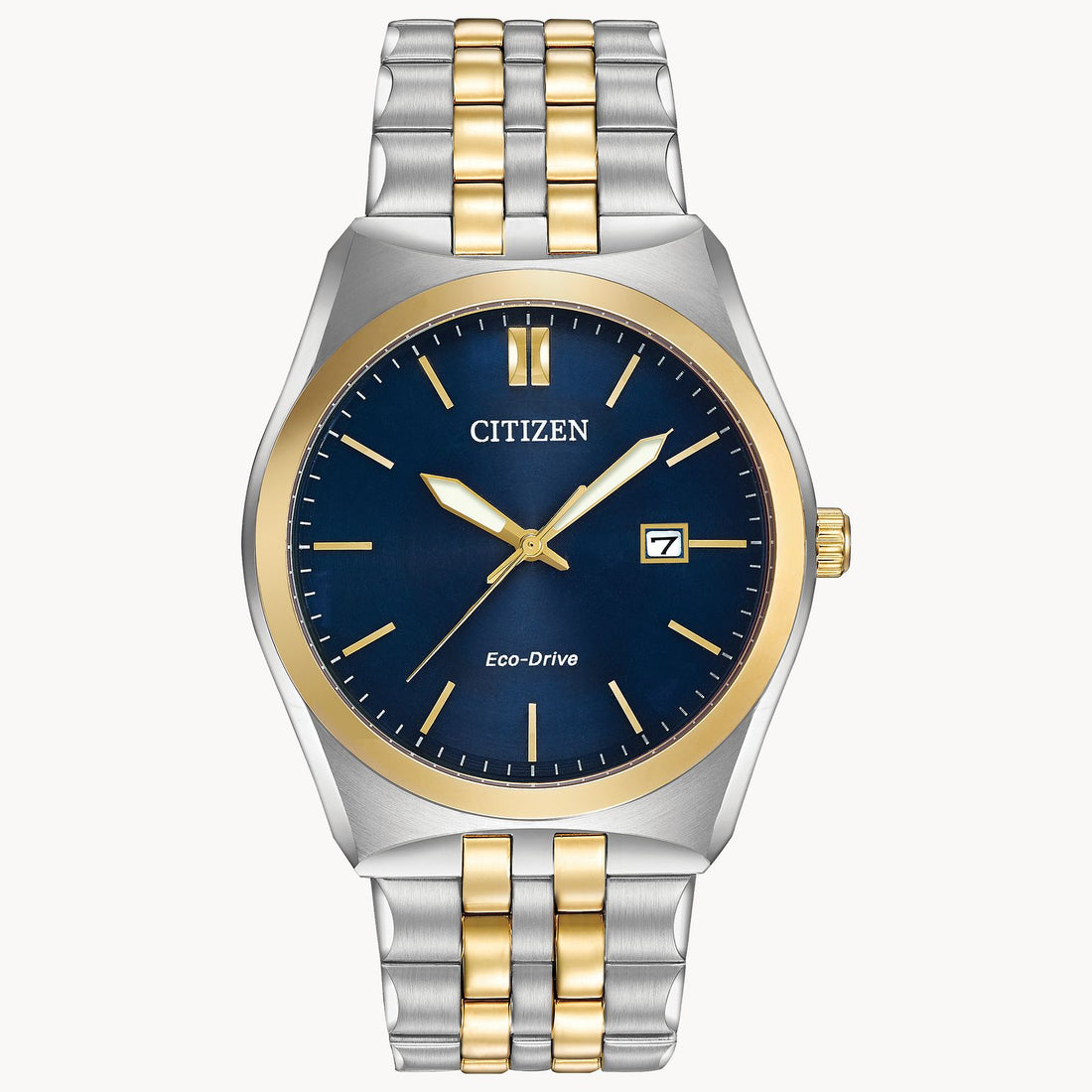 The byword is versatility for this handsome 3-hand Citizen Corso watch crafted in two-tone stainless steel.