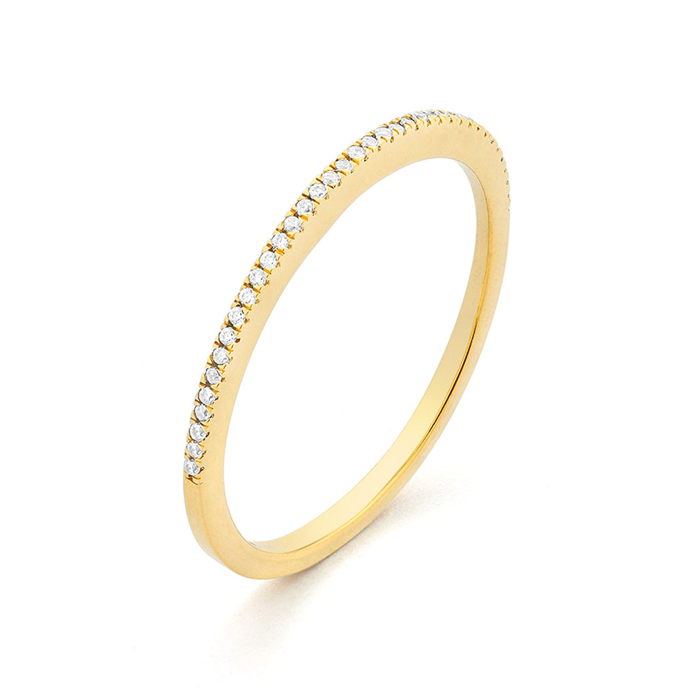 For All Eternity | Diamond Pavé Eternity Stackable Ring | Gold Plated / Sterling Silver | Size 7 Band Ring - Brownee Jewelers