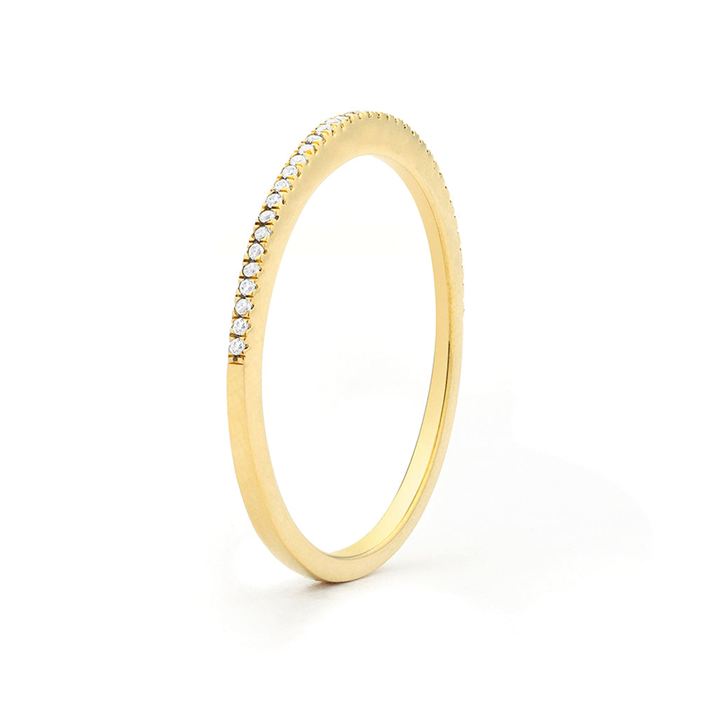 For All Eternity | Diamond Pavé Eternity Stackable Ring | Gold Plated / Sterling Silver | Size 7 Band Ring - Brownee Jewelers