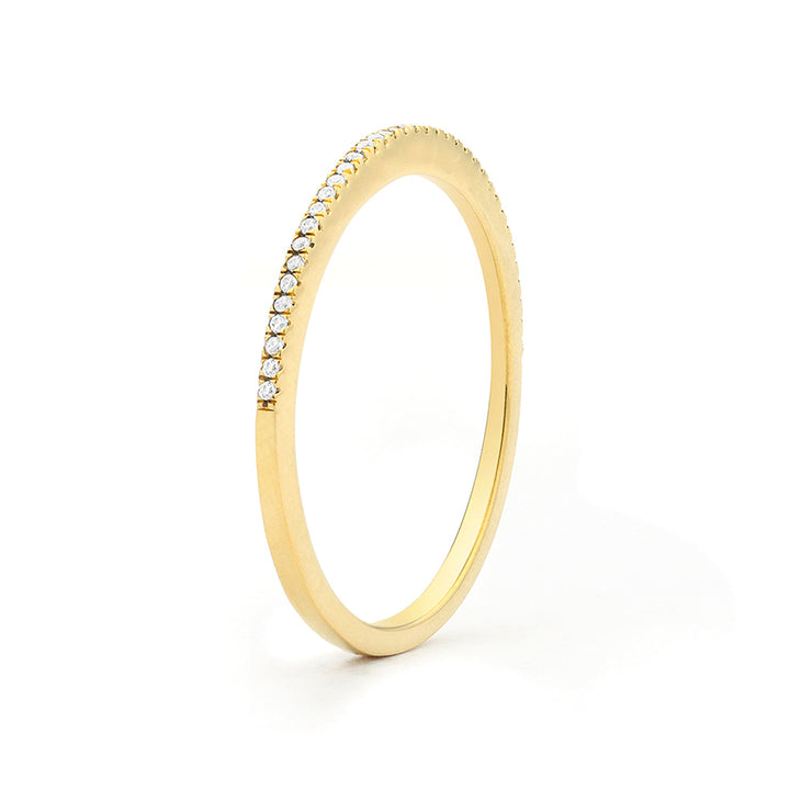 For All Eternity | Diamond Pavé Eternity Stackable Ring | Gold Plated / Sterling Silver | Size 7 Band Ring - Brownee Jewelers