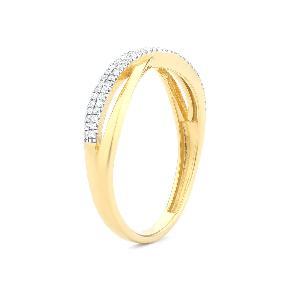 Crisscross Stackable Ring | Gold Plated / Sterling Silver | Pavé Accent Band | Size 8 - Brownee Jewelers