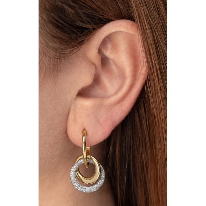 SHY CREATION | .52CT DIAMOND PAVE CIRCLE DROP EARRINGS | 14K TWO-TONE GOLD | SC55028770 - Brownee Jewelers