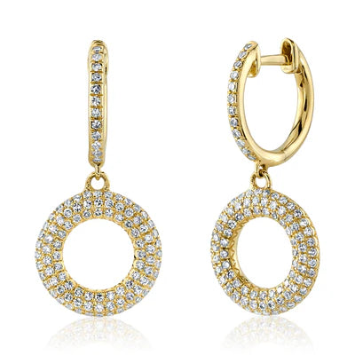  .45 TOTAL CARAT WEIGHT DIAMOND OPEN CIRCLE DANGLE EARRINGS IN 14K YELLOW GOLD