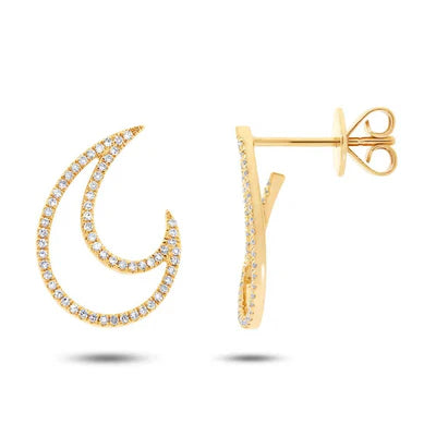 SHY CREATION | .27CTW DIAMOND MOON EARRINGS | 14K YELLOW GOLD | SC55002215 - Brownee Jewelers
