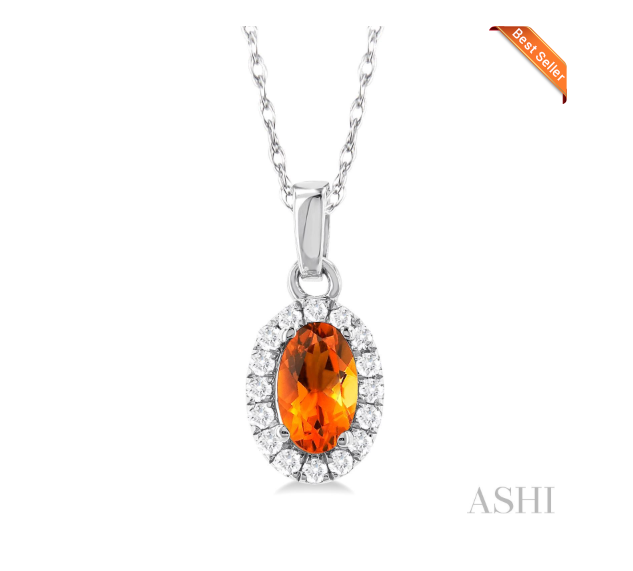 Oval Shape Gemstone & Halo Diamond Pendant