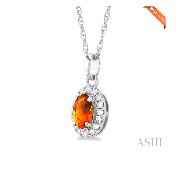 Oval Shape Gemstone & Halo Diamond Pendant