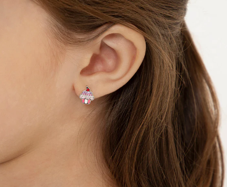SILVER CUPCAKE EARRINGS