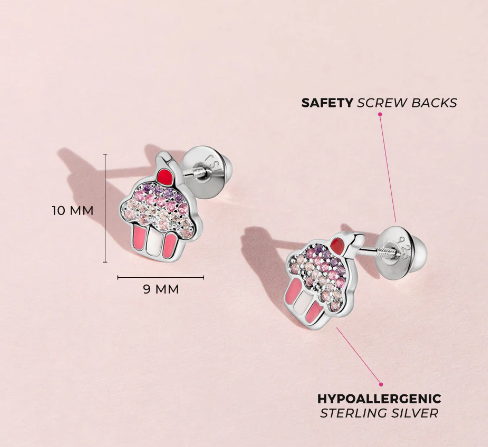 SILVER CUPCAKE EARRINGS