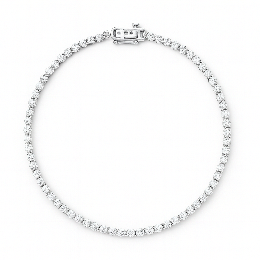 Sterling Silver 1ct Lab-Grown Diamond Tennis Bracelet (68 Stones)