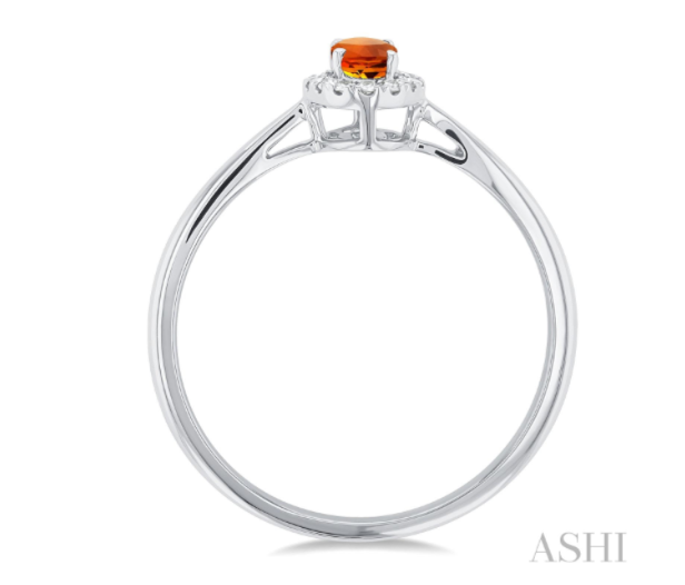 Citrine & Diamond Halo Ring, 0.07 ctw