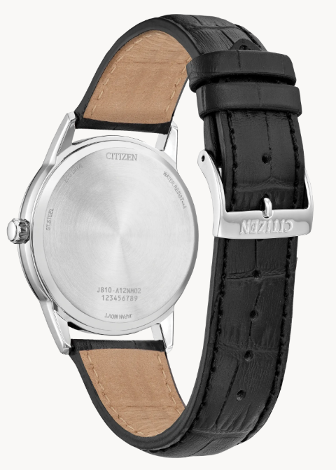 Citizen Classic | Men’s Eco-Drive Watch | Stainless Steel | Blue Dial | Black Leather Strap - Brownee Jewelers