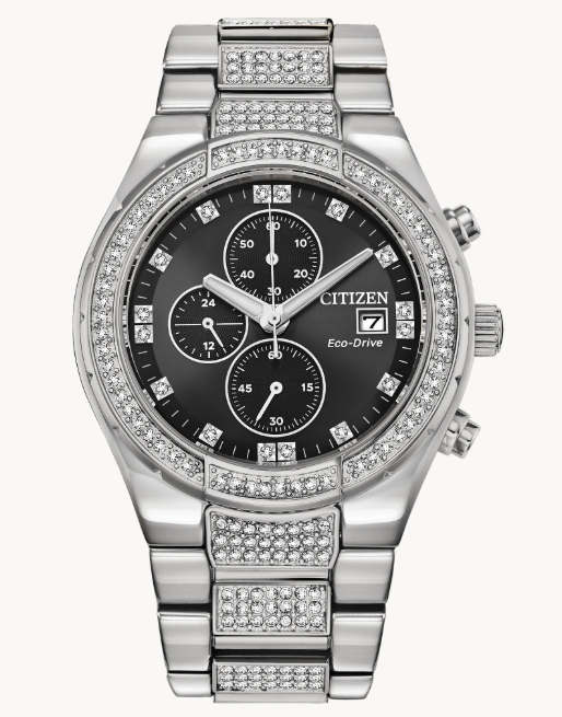 The Men’s watch from Citizen is an Eco-Drive-powered men’s timepiece decorated with crystal.