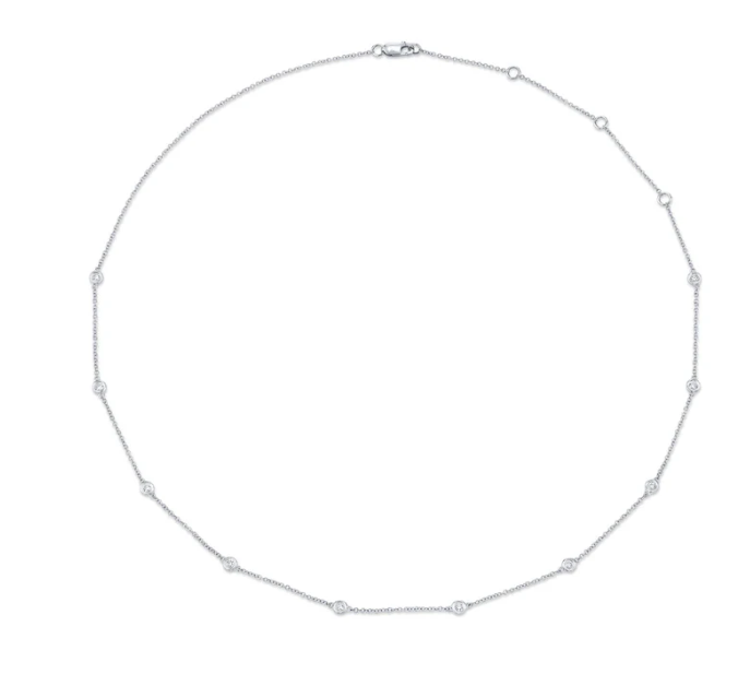 Diamonds by the Yard Necklace | 14K White Gold | 0.28 ctw | 18" Station Chain - Brownee Jewelers