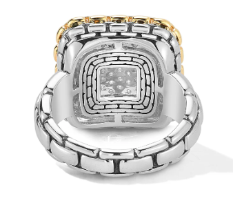 14KT GOLD AND SILVER DIAMOND RING 