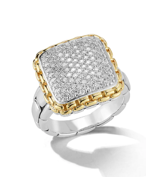 14KT GOLD AND SILVER DIAMOND RING 