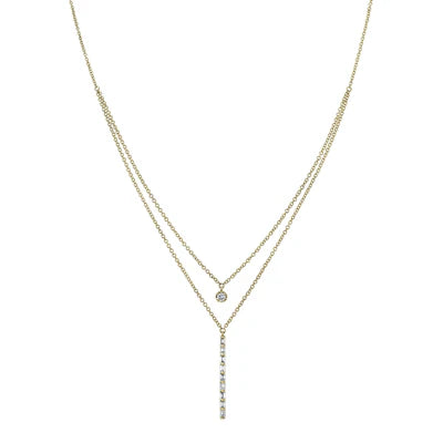 .33 TOTAL CARAT WEIGHT DIAMOND BGUETTE BAR NECKLACE IN 14K YELLOW GOLD