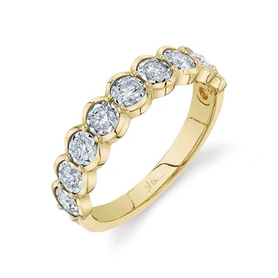 Diamond Bezel Eternity Band | 14K Yellow Gold | 0.52 ctw | Classic Diamond Stackable Ring - Brownee Jewelers