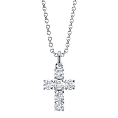 Diamond Cross Pendant Necklace | 14K White Gold | 0.09 ctw Round Diamonds - Brownee Jewelers