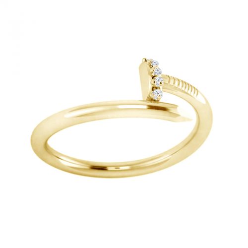 Diamond Nail Ring | 14K Yellow Gold | 0.05 ctw Round Diamonds | Minimalist Stackable Band - Brownee Jewelers