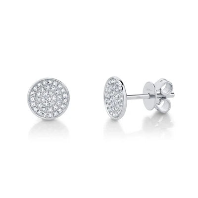 Diamond Pavé Stud Earrings | 14K White Gold | 0.17 ctw | Stud Earrings - Brownee Jewelers