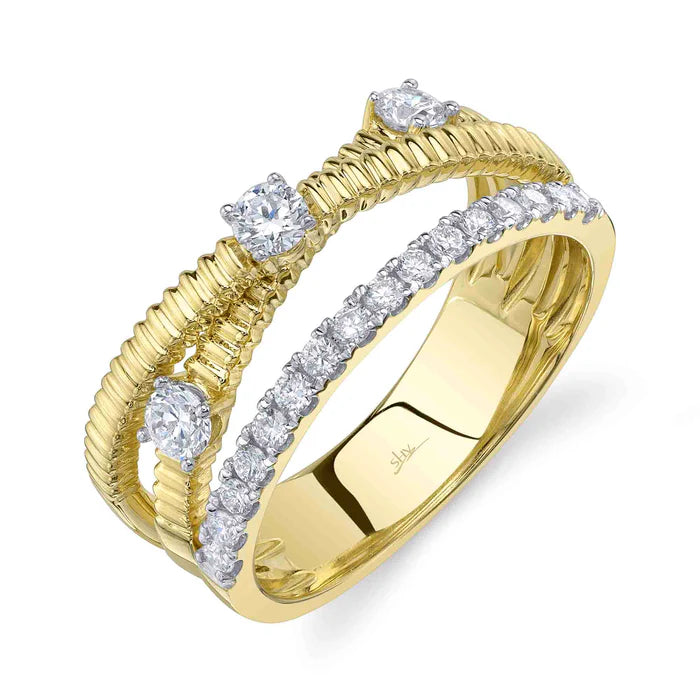 DIAMOND RIBBED BRIDGE RING 