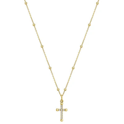 Shy Creation 14KY 18'' 0.08Ctw Diamond Cross Pendant SC55028852 - Brownee Jewelers