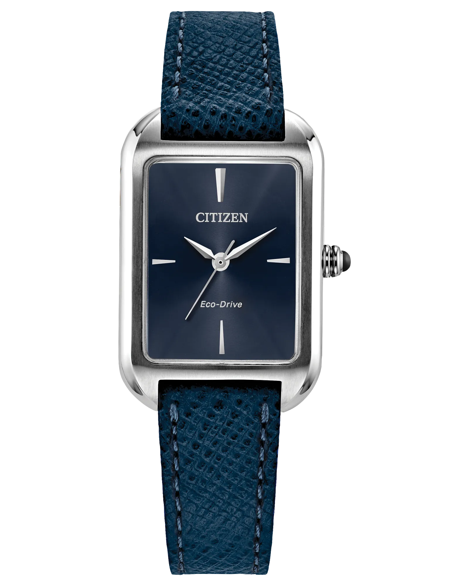 Citizen Dress Classic | Eco-Drive Ladies Watch | Stainless Steel | Blue Dial | Leather Strap | Rectangular Dress Style - Brownee Jewelers
