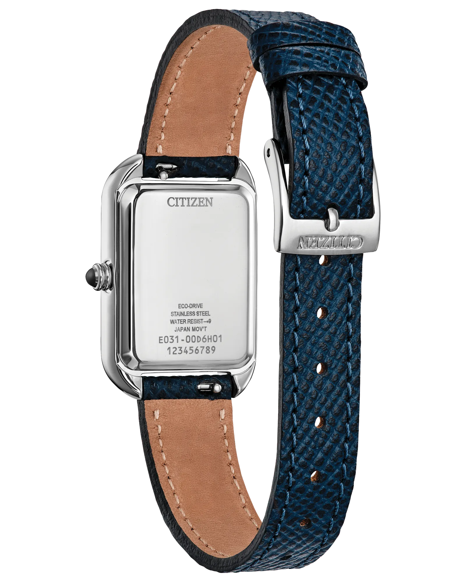 Citizen Dress Classic | Eco-Drive Ladies Watch | Stainless Steel | Blue Dial | Leather Strap | Rectangular Dress Style - Brownee Jewelers