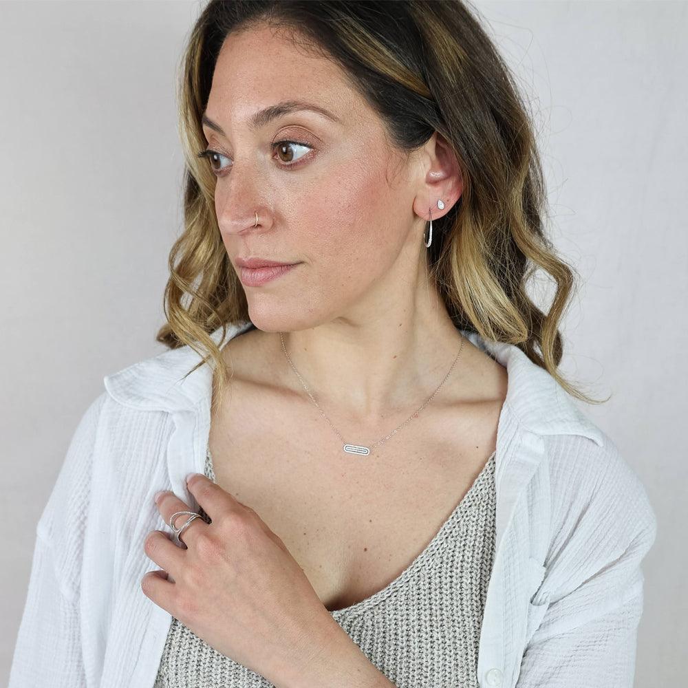 Diamond Pavé Teardrop Stud Earrings | Gold Plated / Sterling Silver | Drop Stud Earrings - Brownee Jewelers