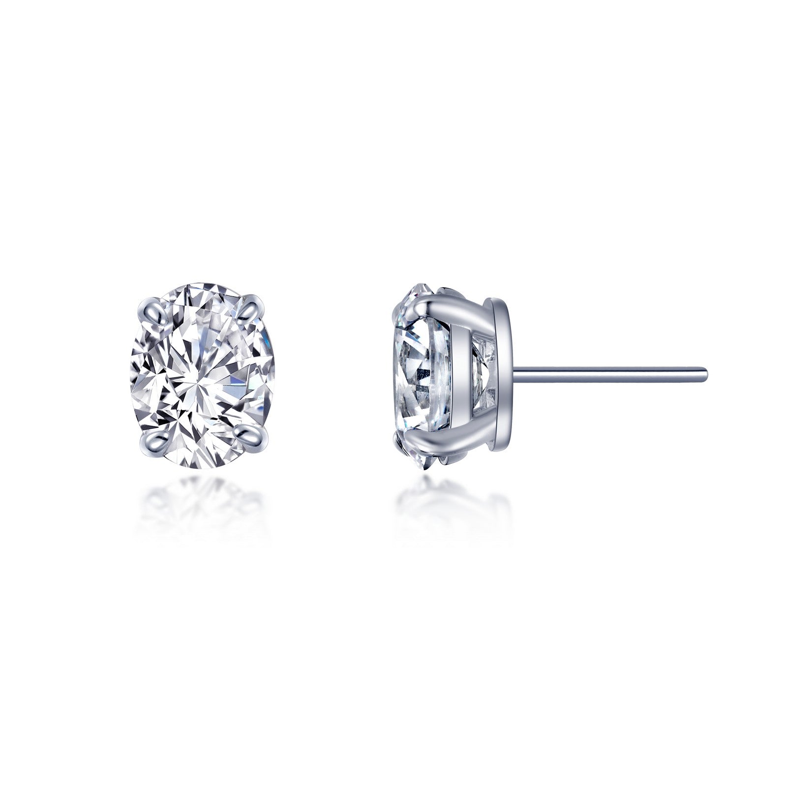 A timeless classic. These oval solitaire stud earrings are claw-set with Lafonn's signature Lassaire simulated diamonds in sterling silver bonded with platinum.