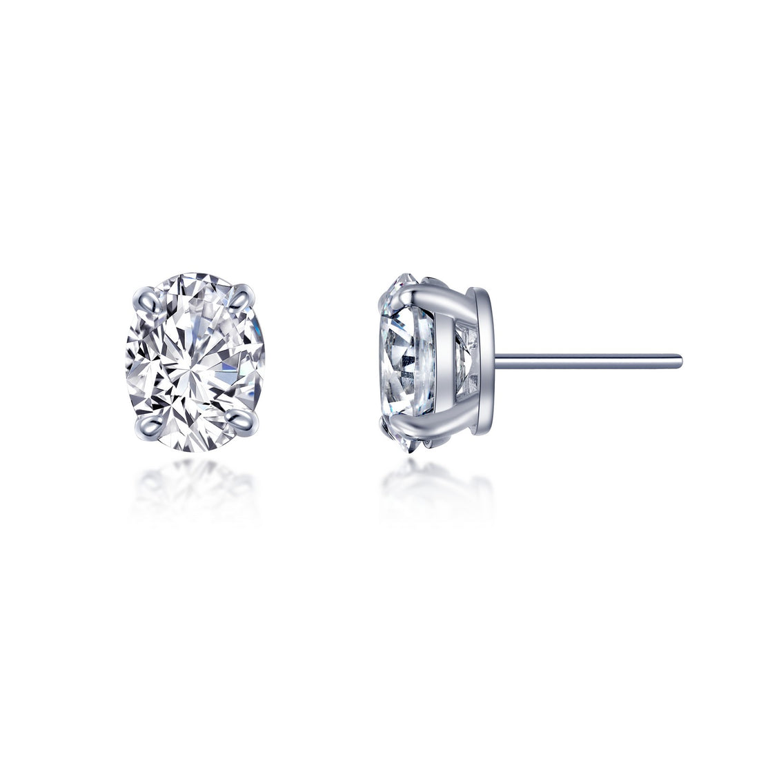 A timeless classic. These oval solitaire stud earrings are claw-set with Lafonn's signature Lassaire simulated diamonds in sterling silver bonded with platinum.