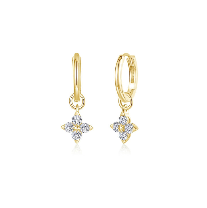 Lab-Grown Diamond Trillium Dangle Hoop Earrings | Gold-Plated Sterling Silver | 0.40 CTW Lab-Grown Diamonds - Brownee Jewelers