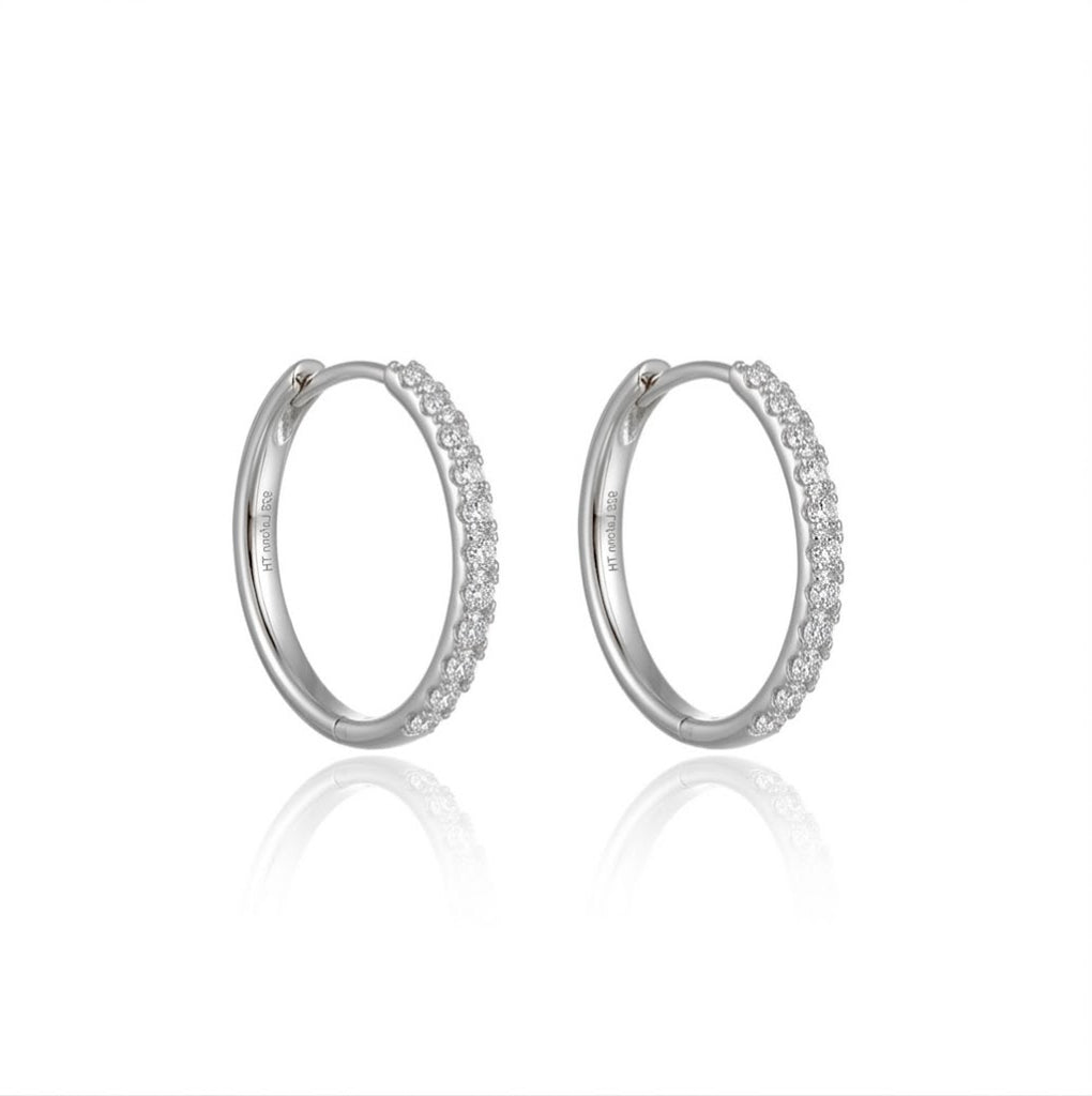 Lab-Grown Diamond Oval Hoop Earrings | Sterling Silver | 0.66 CTW Lab-Grown Diamonds - Brownee Jewelers