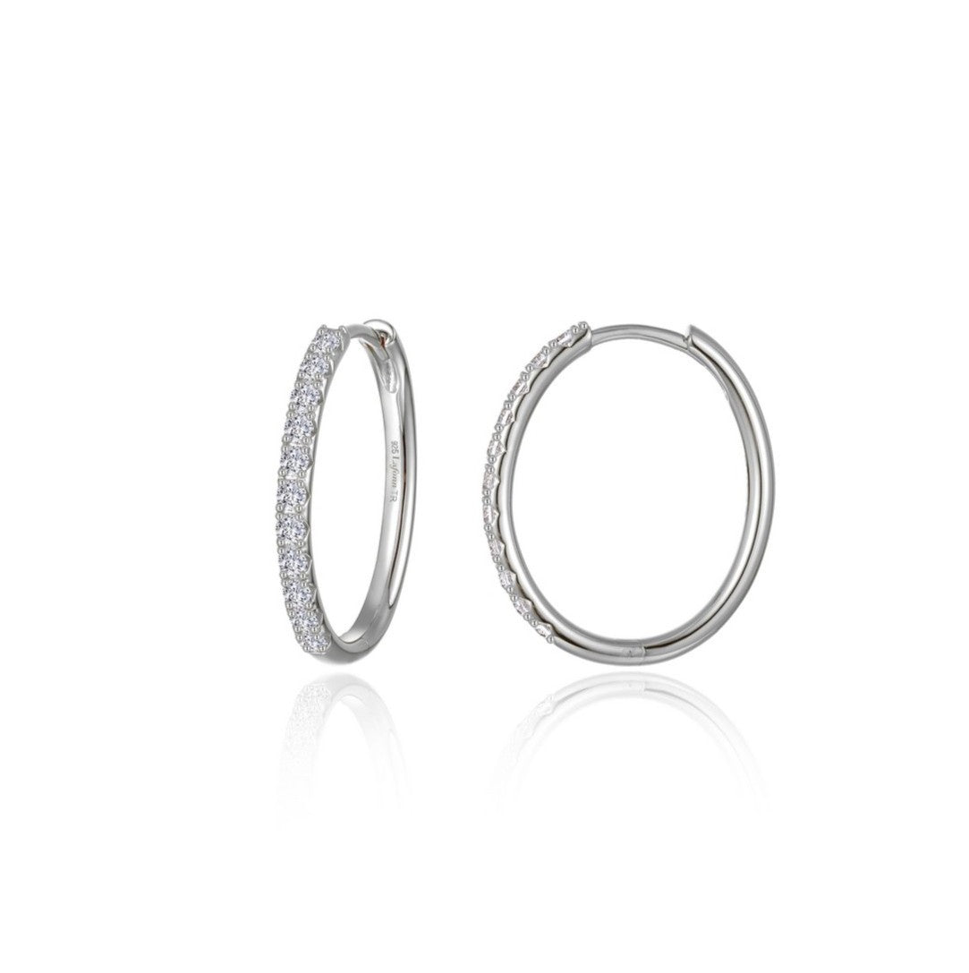 Lab-Grown Diamond Oval Hoop Earrings | Sterling Silver | 0.66 CTW Lab-Grown Diamonds - Brownee Jewelers