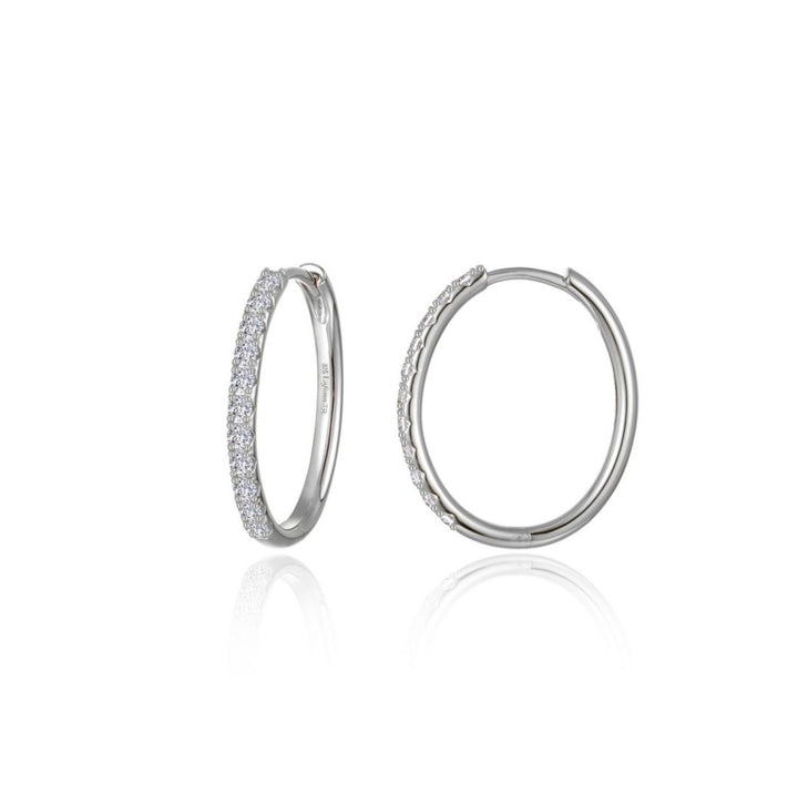 Lab-Grown Diamond Oval Hoop Earrings | Sterling Silver | 0.66 CTW Lab-Grown Diamonds - Brownee Jewelers