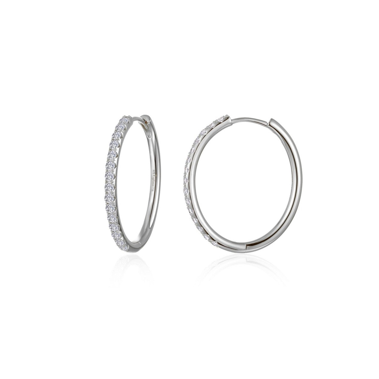 Lab-Grown Diamond Medium Oval Hoop Earrings | Sterling Silver | 0.90 CTW Lab-Grown Diamonds - Brownee Jewelers