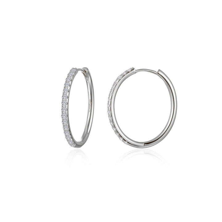 Lab-Grown Diamond Medium Oval Hoop Earrings | Sterling Silver | 0.90 CTW Lab-Grown Diamonds - Brownee Jewelers