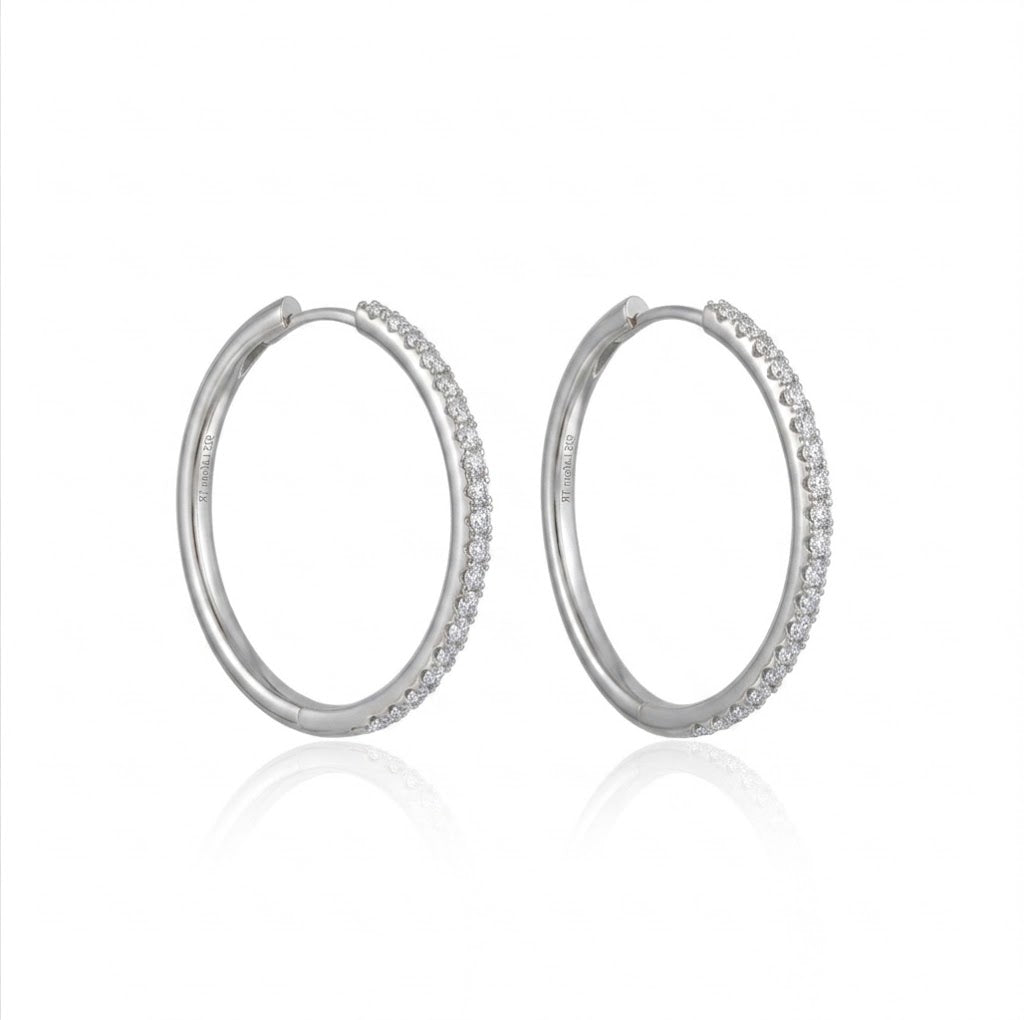 Lab-Grown Diamond Large Oval Hoop Earrings | Sterling Silver | 1.14 CTW Lab-Grown Diamonds - Brownee Jewelers