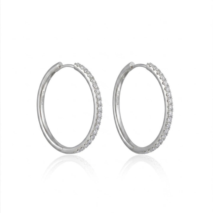 Lab-Grown Diamond Large Oval Hoop Earrings | Sterling Silver | 1.14 CTW Lab-Grown Diamonds - Brownee Jewelers