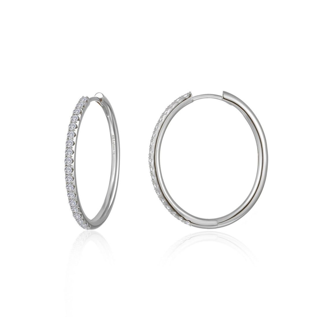 Lab-Grown Diamond Large Oval Hoop Earrings | Sterling Silver | 1.14 CTW Lab-Grown Diamonds - Brownee Jewelers