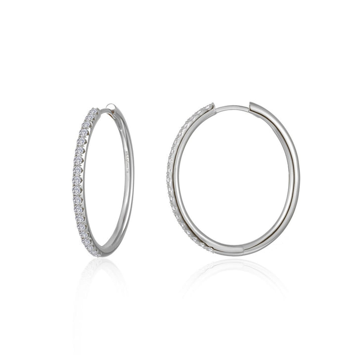 Lab-Grown Diamond Large Oval Hoop Earrings | Sterling Silver | 1.14 CTW Lab-Grown Diamonds - Brownee Jewelers