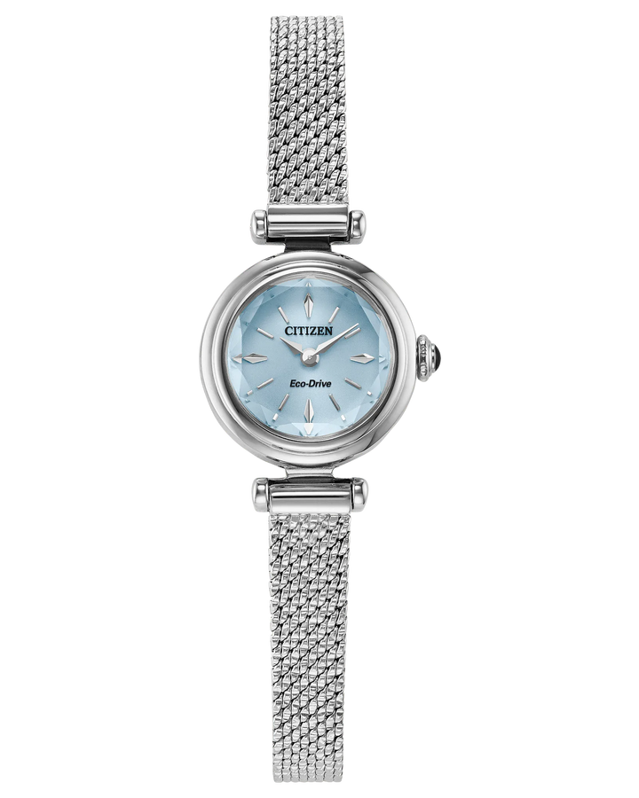 Fio | Citizen Eco-Drive Ladies Watch | Stainless Steel Mesh Bracelet | Light Blue Dial | WR100 Classic - Brownee Jewelers
