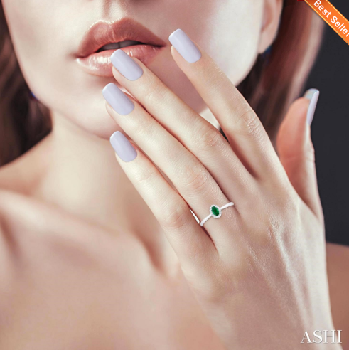 Oval Shape Gemstone & Halo Diamond Ring